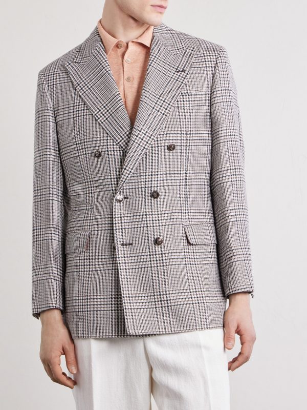 Prince of Wales Checked Linen, Silk and Wool-Blend Tweed Blazer - FR Prince of Wales Checked Linen, Silk and Wool-Blend Tweed Blazer - FR