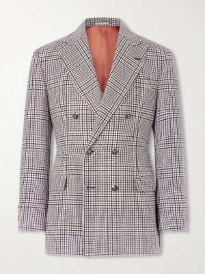 Prince of Wales Checked Linen, Silk and Wool-Blend Tweed Blazer