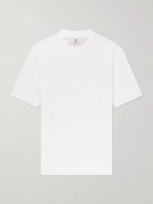 Ribbed Jersey Henley T-Shirt