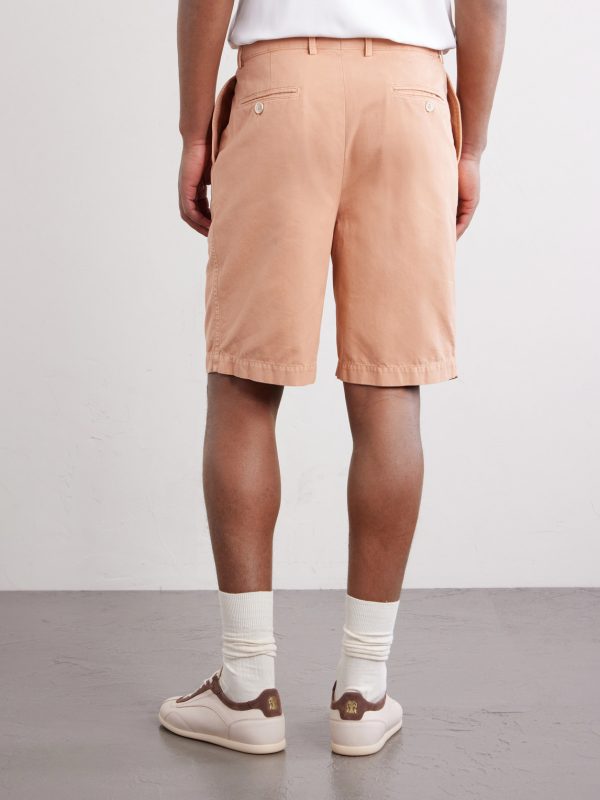 Straight-Leg Pleated Cotton Shorts - BK Straight-Leg Pleated Cotton Shorts - BK