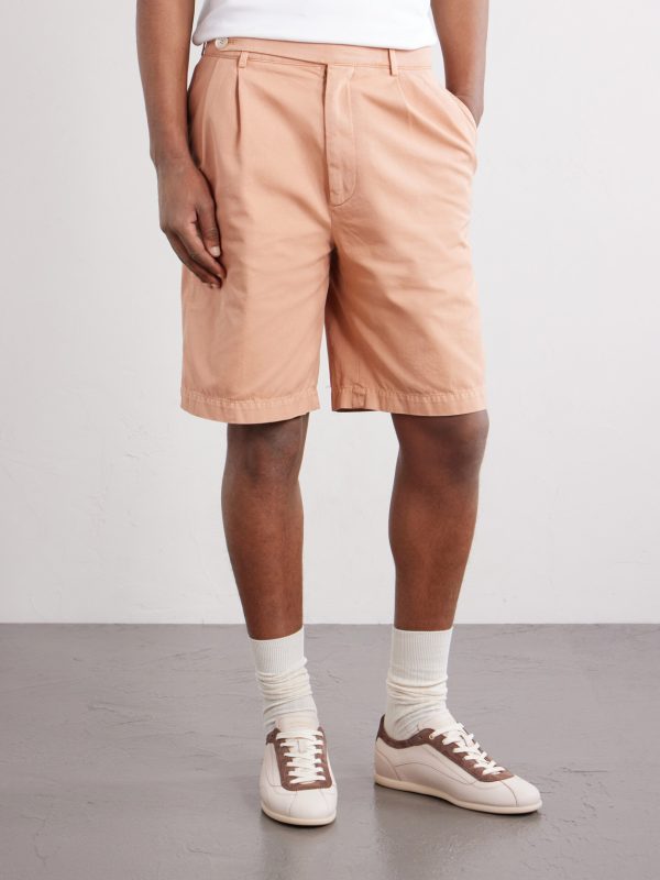 Straight-Leg Pleated Cotton Shorts - FR Straight-Leg Pleated Cotton Shorts - FR