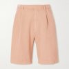 Straight-Leg Pleated Cotton Shorts Straight-Leg Pleated Cotton Shorts