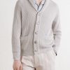 Shawl-Collar Ribbed Cotton Cardigan - FR Shawl-Collar Ribbed Cotton Cardigan - FR