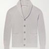 Shawl-Collar Ribbed Cotton Cardigan Shawl-Collar Ribbed Cotton Cardigan