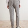 Straight-Leg Pleated Herringbone Trousers - BK Straight-Leg Pleated Herringbone Trousers - BK