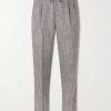 Straight-Leg Pleated Herringbone Trousers Straight-Leg Pleated Herringbone Trousers