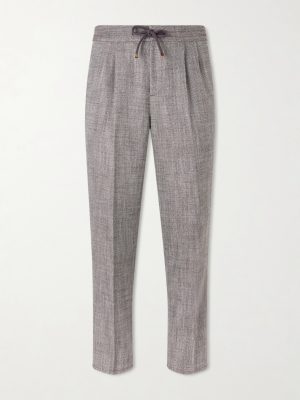 Straight-Leg Pleated Herringbone Trousers Straight-Leg Pleated Herringbone Trousers