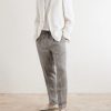 Straight-Leg Pleated Herringbone Trousers - OU Straight-Leg Pleated Herringbone Trousers - OU