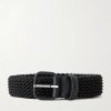 Leather-Trimmed Woven Belt Leather-Trimmed Woven Belt