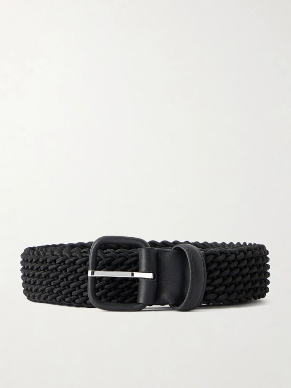 Leather-Trimmed Woven Belt Leather-Trimmed Woven Belt