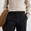 Leather-Trimmed Woven Belt - OU Leather-Trimmed Woven Belt - OU
