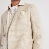 Houndstooth Linen and Silk-Blend Blazer - CU Houndstooth Linen and Silk-Blend Blazer - CU