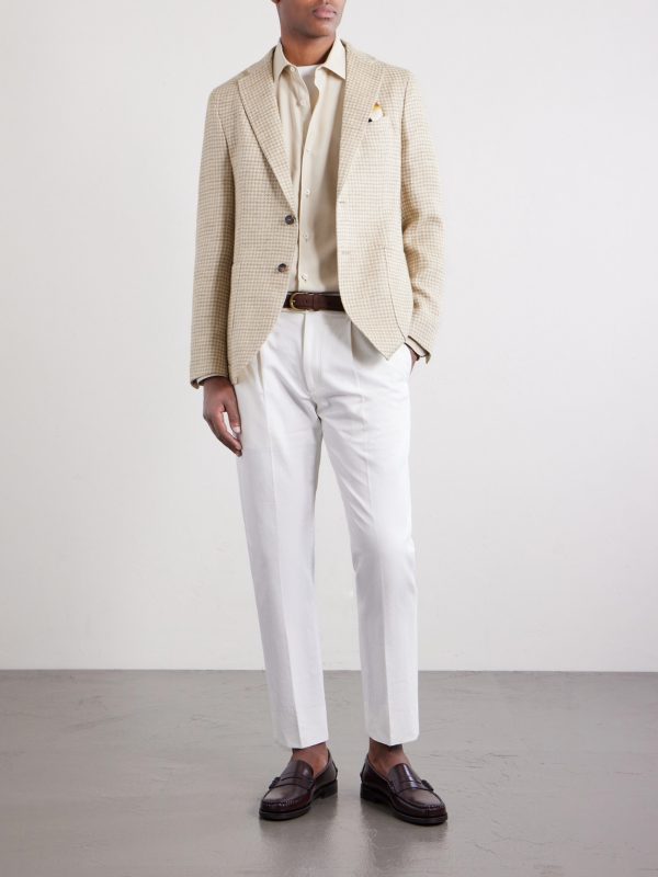 Houndstooth Linen and Silk-Blend Blazer - OU Houndstooth Linen and Silk-Blend Blazer - OU