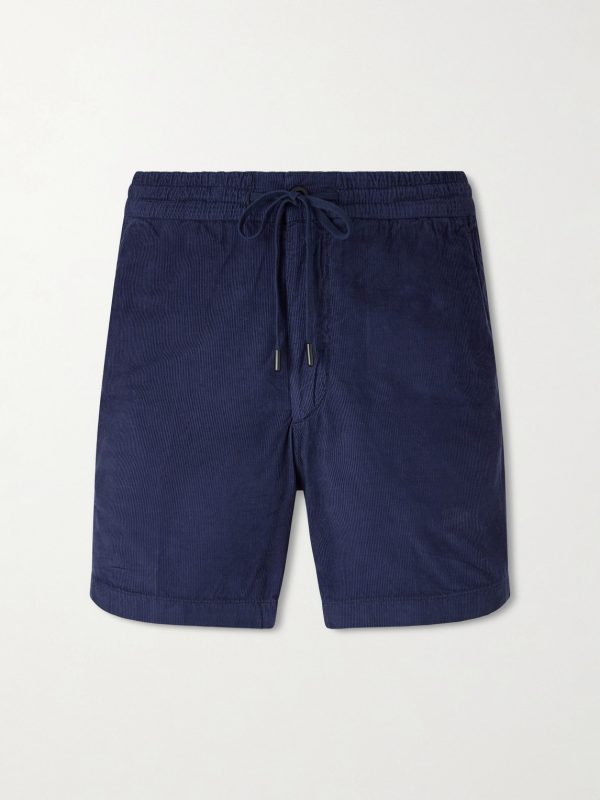 Straight-Leg Cotton-Corduroy Drawstring Shorts