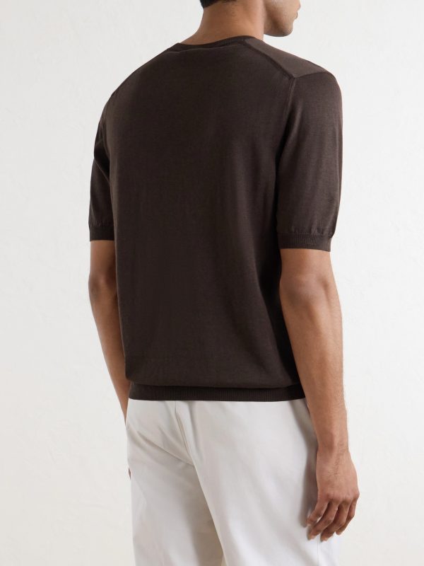 Cotton and Silk-Blend T-Shirt - BK Cotton and Silk-Blend T-Shirt - BK