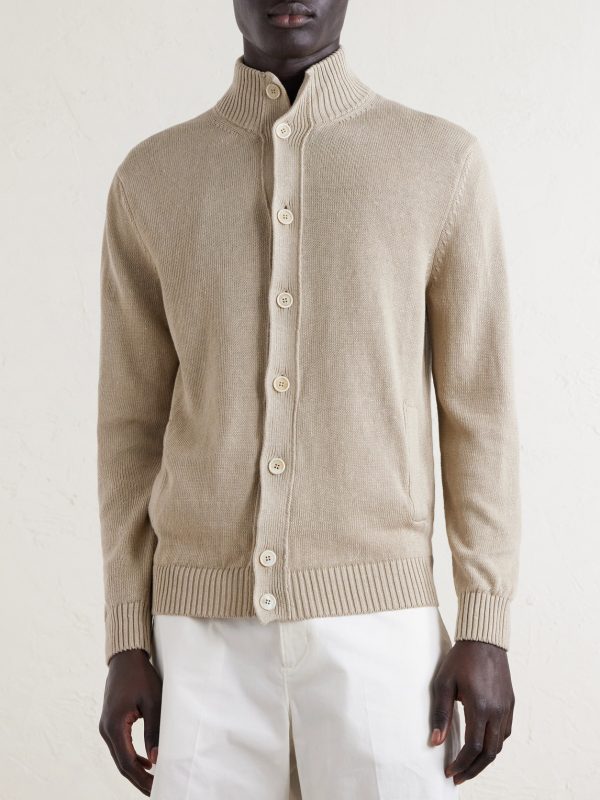 Linen and Cotton-Blend Cardigan - FR Linen and Cotton-Blend Cardigan - FR