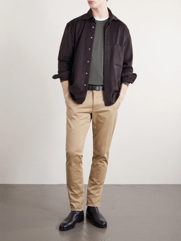 Slim-Fit Tapered Stretch-Cotton Gabardine Trousers - OU Slim-Fit Tapered Stretch-Cotton Gabardine Trousers - OU