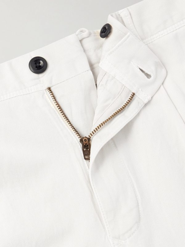 Tapered Pleated Stretch-Cotton and Linen-Blend Gabardine Trousers - CU Tapered Pleated Stretch-Cotton and Linen-Blend Gabardine Trousers - CU