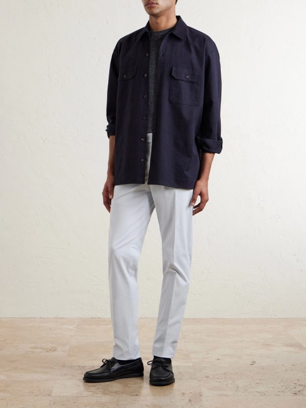 Tapered Stretch-Cotton Trousers - OU Tapered Stretch-Cotton Trousers - OU