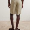 Straight-Leg Pleated Linen Shorts - BK