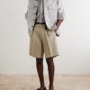 Straight-Leg Pleated Linen Shorts - OU