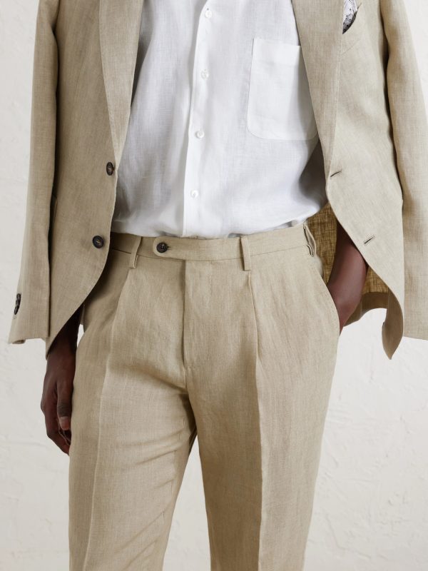 Straight-Leg Pleated Linen Trousers - CU Straight-Leg Pleated Linen Trousers - CU