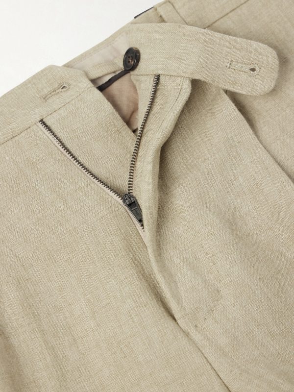 Straight-Leg Pleated Linen Trousers - E1 Straight-Leg Pleated Linen Trousers - E1