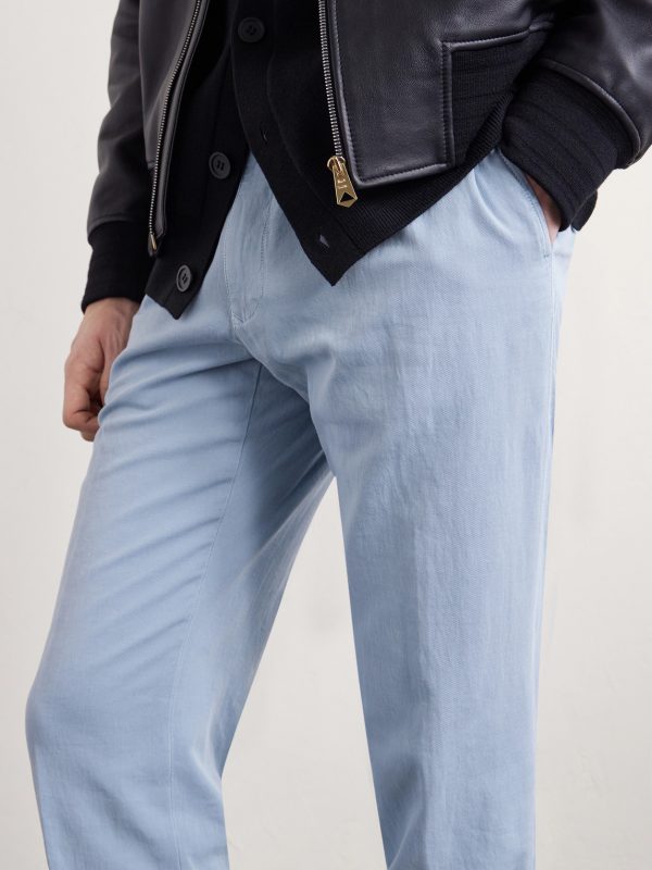 Tapered Pleated Cotton-Blend Gabardine Trousers - E1 Tapered Pleated Cotton-Blend Gabardine Trousers - E1