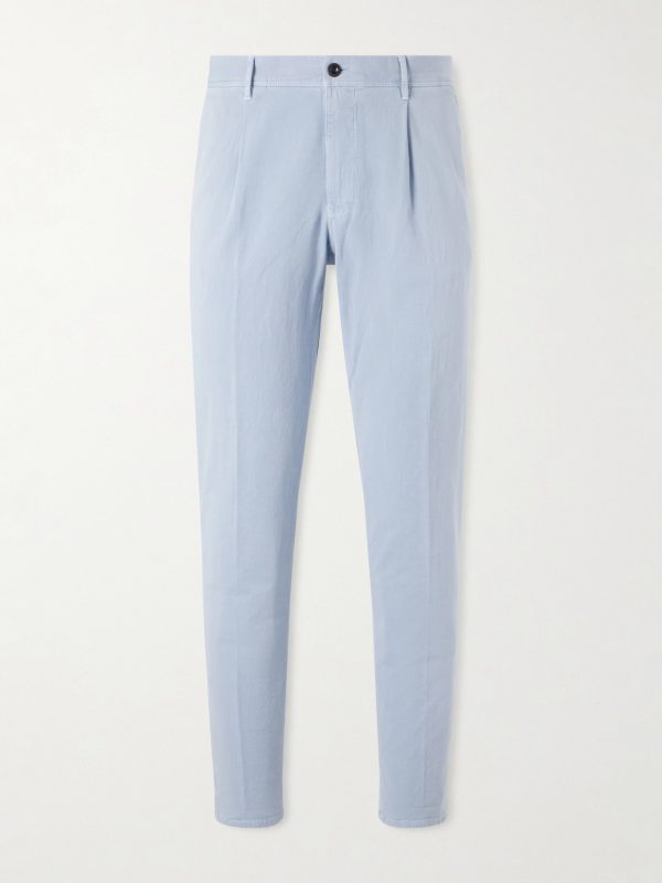 Tapered Pleated Cotton-Blend Gabardine Trousers Tapered Pleated Cotton-Blend Gabardine Trousers