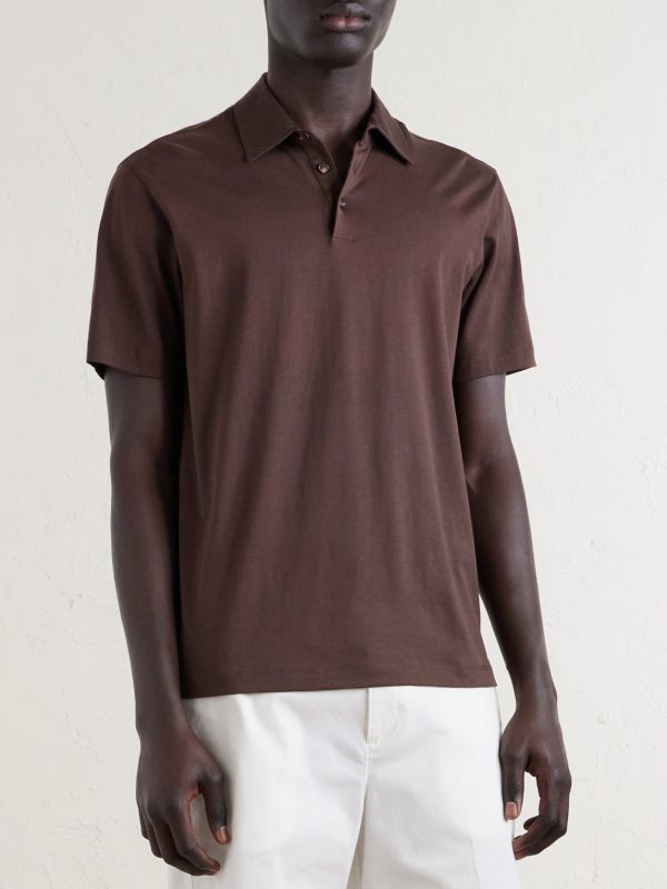 Cotton and Silk-Blend Jersey Polo Shirt - FR Cotton and Silk-Blend Jersey Polo Shirt - FR