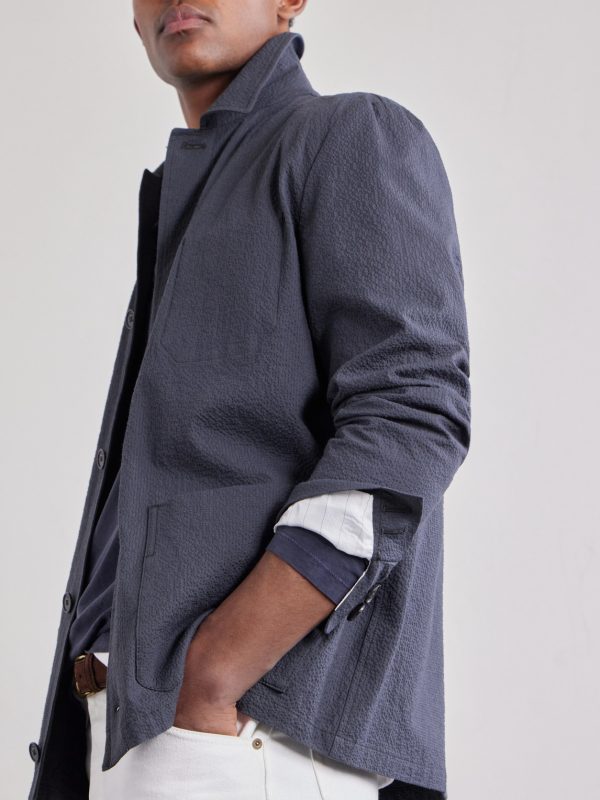 Cotton and Silk-Blend Seersucker Overshirt - CU Cotton and Silk-Blend Seersucker Overshirt - CU