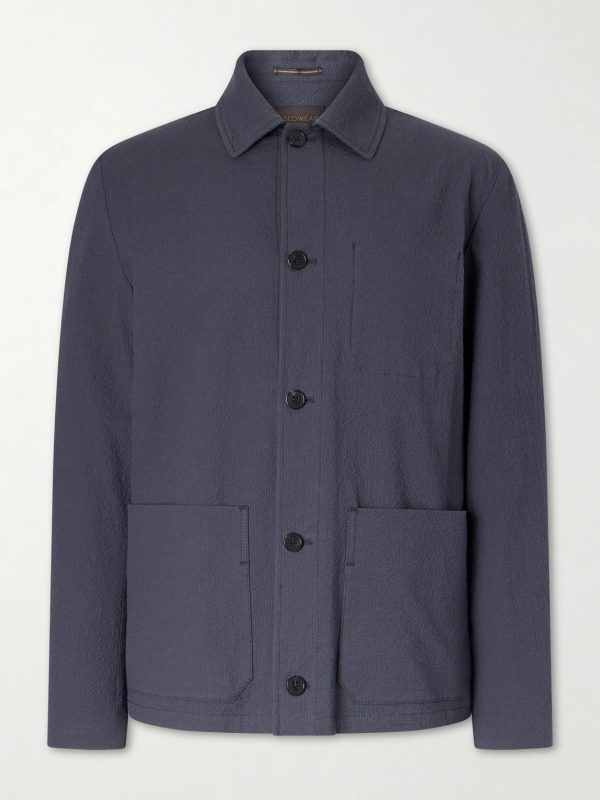 Cotton and Silk-Blend Seersucker Overshirt Cotton and Silk-Blend Seersucker Overshirt