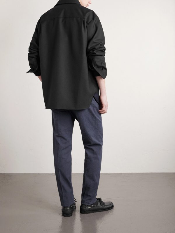Tapered Cotton-Blend Seersucker Trousers - BK