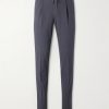 Tapered Cotton-Blend Seersucker Trousers