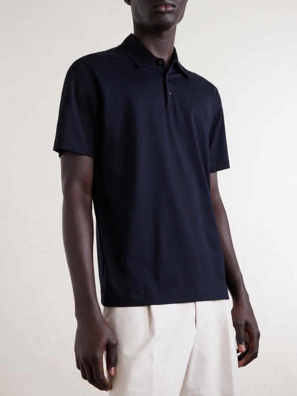 Cotton and Silk-Blend Jersey Polo Shirt - FR Cotton and Silk-Blend Jersey Polo Shirt - FR