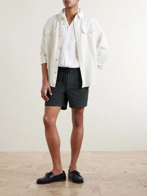 Straight-Leg Cotton-Corduroy Drawstring Shorts - OU Straight-Leg Cotton-Corduroy Drawstring Shorts - OU