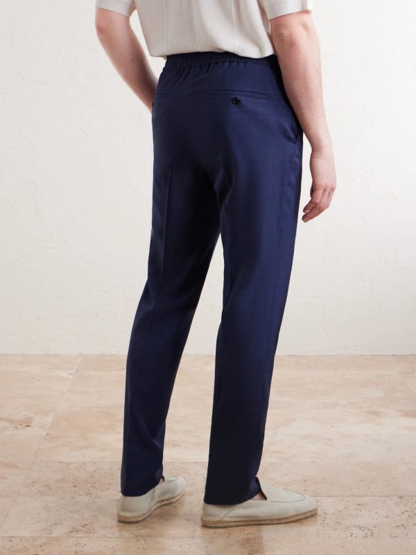 Tapered Pleated Virgin Wool, Silk and Linen-Blend Drawstring Trousers - BK