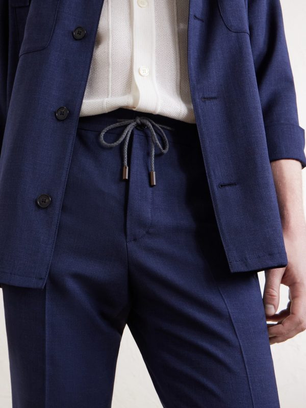 Tapered Pleated Virgin Wool, Silk and Linen-Blend Drawstring Trousers - CU