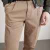 Tapered Pleated Cotton-Blend Gabardine Trousers - E1 Tapered Pleated Cotton-Blend Gabardine Trousers - E1
