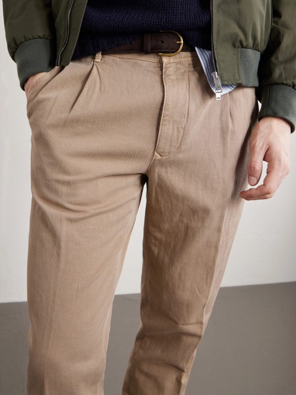 Tapered Pleated Cotton-Blend Gabardine Trousers - E1 Tapered Pleated Cotton-Blend Gabardine Trousers - E1