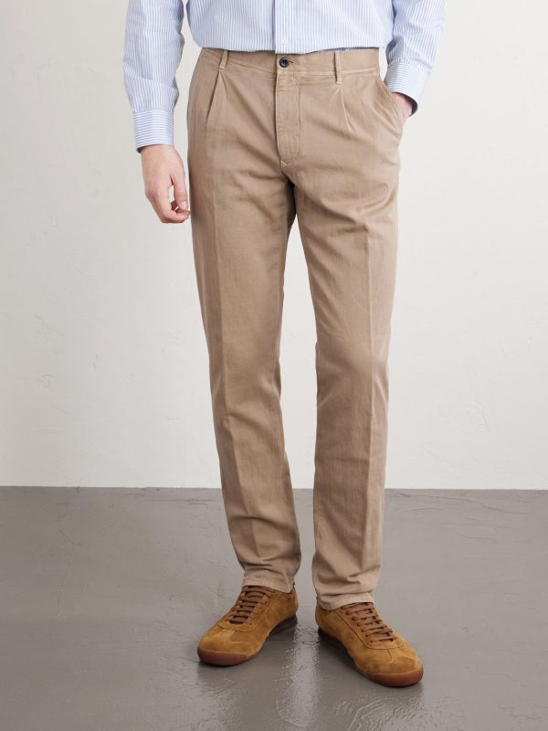 Tapered Pleated Cotton-Blend Gabardine Trousers - FR Tapered Pleated Cotton-Blend Gabardine Trousers - FR