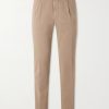 Tapered Pleated Cotton-Blend Gabardine Trousers Tapered Pleated Cotton-Blend Gabardine Trousers