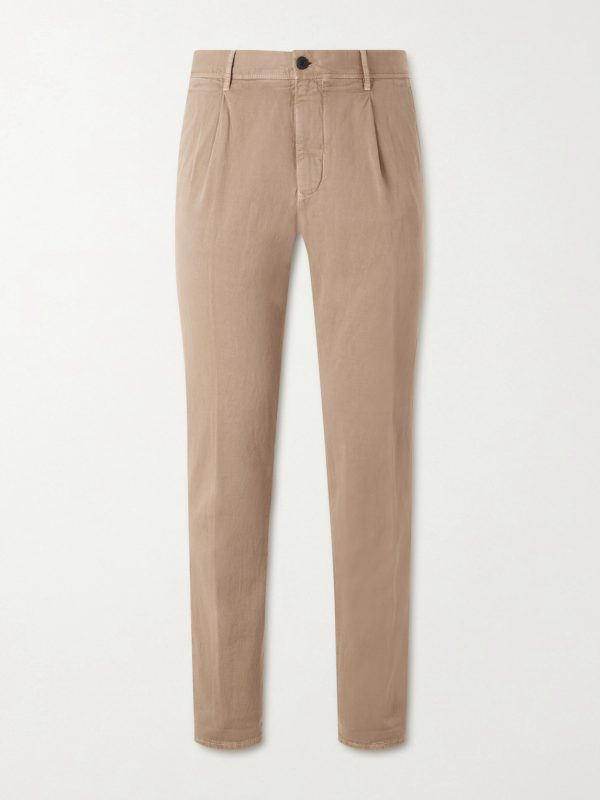 Tapered Pleated Cotton-Blend Gabardine Trousers Tapered Pleated Cotton-Blend Gabardine Trousers