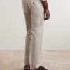 Straight-Leg Pleated Virgin Wool, Silk and Linen-Blend Trousers - BK Straight-Leg Pleated Virgin Wool, Silk and Linen-Blend Trousers - BK