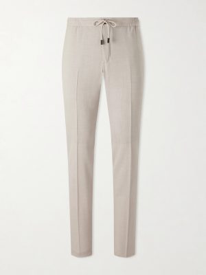 Straight-Leg Pleated Virgin Wool, Silk and Linen-Blend Trousers