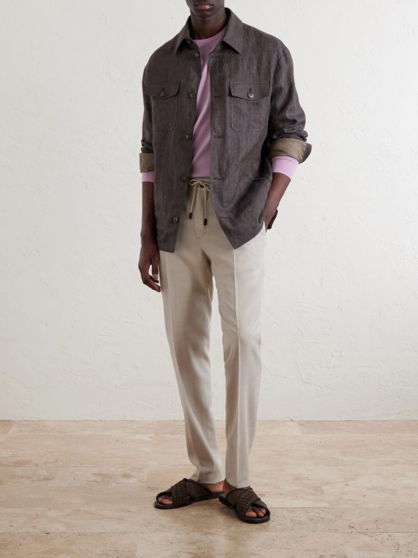 Straight-Leg Pleated Virgin Wool, Silk and Linen-Blend Trousers - OU Straight-Leg Pleated Virgin Wool, Silk and Linen-Blend Trousers - OU