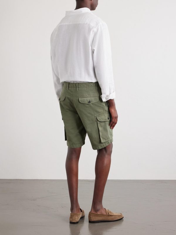 Straight-Leg Cotton and Linen-Blend Shorts - BK Straight-Leg Cotton and Linen-Blend Shorts - BK