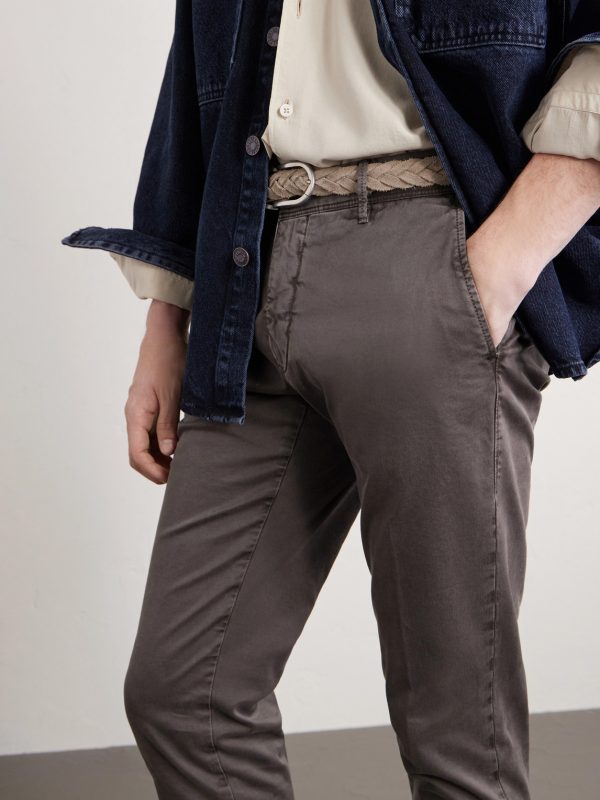 Slim-Fit Tapered Stretch-Cotton Gabardine Trousers - E1