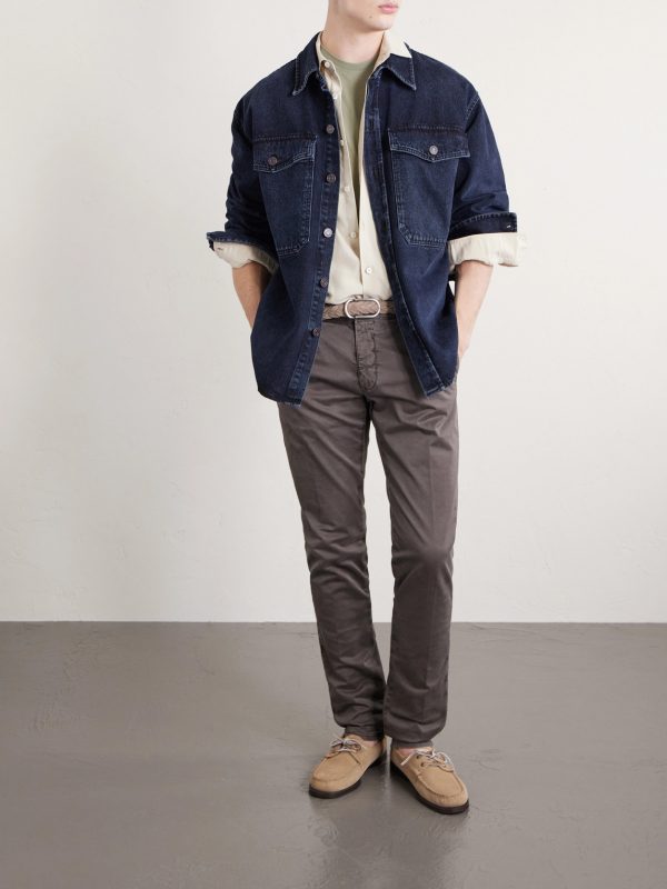 Slim-Fit Tapered Stretch-Cotton Gabardine Trousers - OU