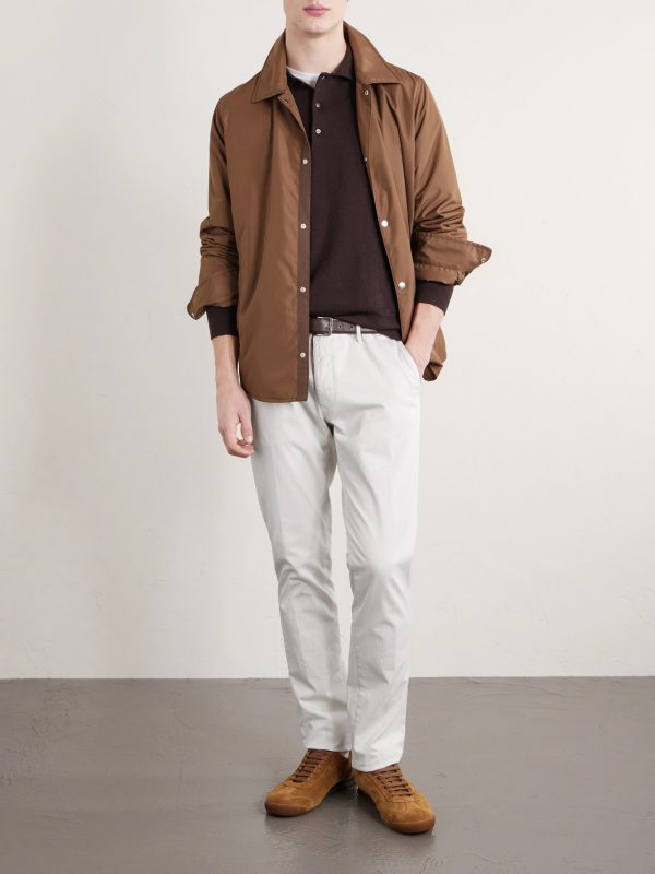 Slim-Fit Tapered Stretch-Cotton Gabardine Trousers - OU Slim-Fit Tapered Stretch-Cotton Gabardine Trousers - OU